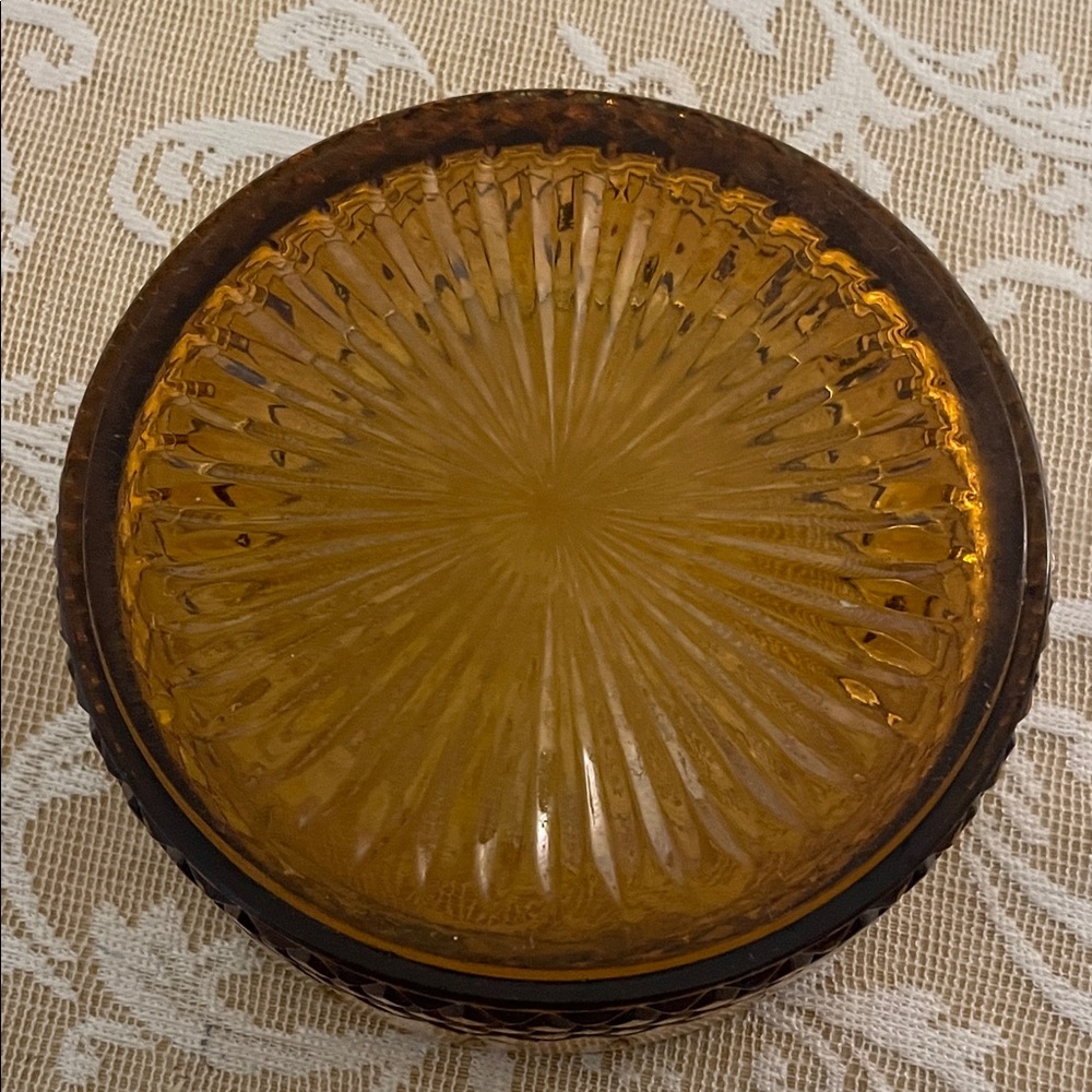 Amber Glass Bowl Vintage Candy Dish - Picture 4 of 4